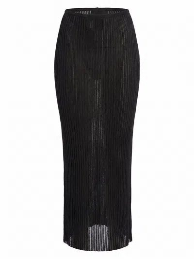 Dondup Lurex Long Skirt In Brown