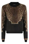 Dondup Leopard-print Geometric-pattern Sweater In Gray