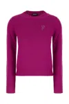 Dondup Wool Sweater With Embroidered Monogram In Fuchsia