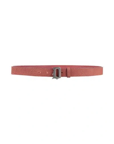 Dondup Man Belt Brick Size 38 Leather In Red