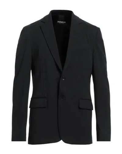 Dondup Man Blazer Midnight Blue Size 46 Cotton, Polyester, Polyamide, Elastane In Black