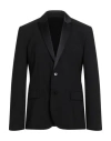 Dondup Man Blazer Black Size 42 Virgin Wool, Elastane In Black