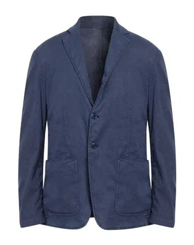 Dondup Man Blazer Blue Size 44 Linen, Lyocell, Elastane