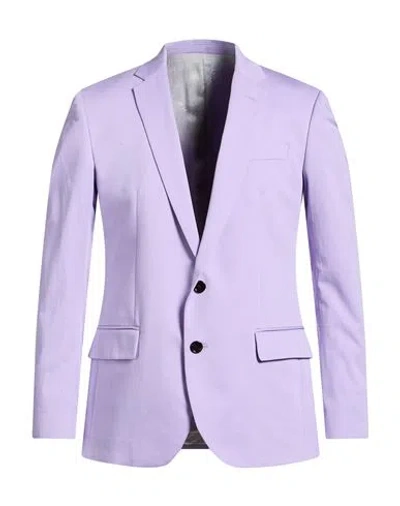 Dondup Man Blazer Lilac Size 42 Cotton, Silk, Elastane In Purple