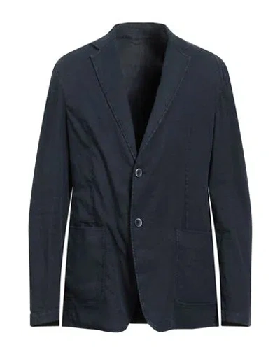 Dondup Man Blazer Midnight Blue Size 40 Linen, Lyocell, Elastane