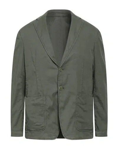 Dondup Man Blazer Military Green Size 44 Linen, Lyocell, Elastane
