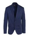 Dondup Man Blazer Navy Size 38 Cotton, Silk, Elastane In Navy Blue