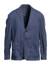 Dondup Man Blazer Navy Size 42 Linen, Lyocell, Elastane In Navy Blue