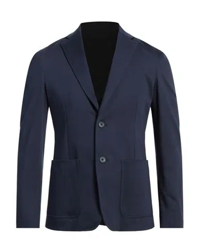 Dondup Man Blazer Navy Size 44 Cotton, Polyamide, Elastane In Navy Blue
