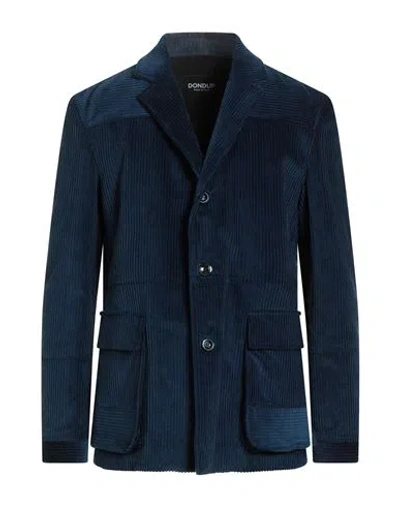 Dondup Man Blazer Navy Size 42 Cotton, Elastane, Acrylic, Polyester In Blue