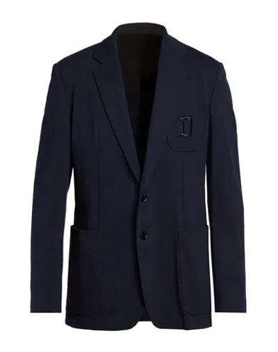Dondup Man Blazer Navy Size 42 Viscose, Polyamide, Elastane In Blue