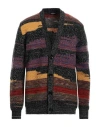 Dondup Man Cardigan Black Size 42 Wool, Polyamide In Multi
