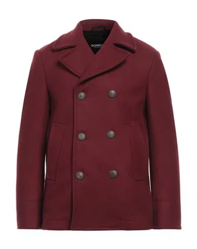 Dondup Man Coat Burgundy Size 38 Virgin Wool, Polyamide In Red