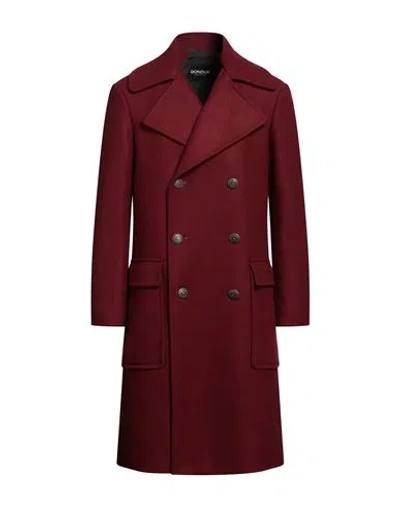Dondup Man Coat Burgundy Size 38 Wool, Polyamide In Brown