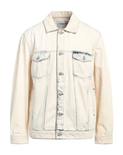 Dondup Man Denim Outerwear Ivory Size 40 Cotton In White