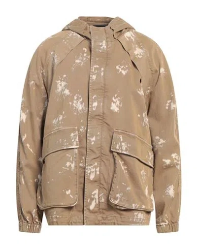 Dondup Man Denim Outerwear Khaki Size 46 Cotton, Elastomultiester, Elastane In Beige