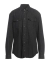 Dondup Man Denim Shirt Black Size L Cotton, Viscose, Polyester, Elastane In Black