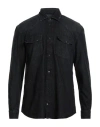 Dondup Man Denim Shirt Black Size M Cotton, Viscose, Polyester, Elastane In Black