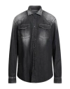 Dondup Man Denim Shirt Black Size Xl Cotton, Viscose, Polyester, Elastane In Multi