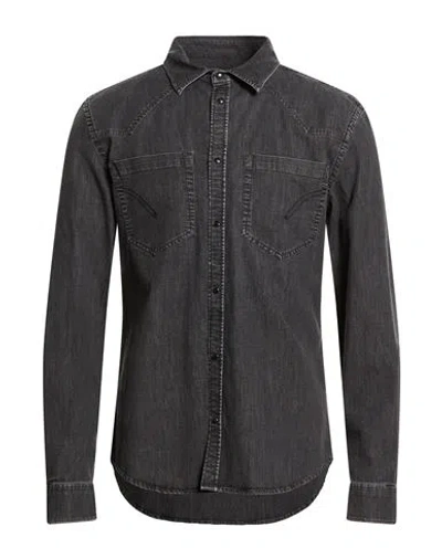 Dondup Man Denim Shirt Black Size Xl Cotton, Viscose, Polyester, Elastane In Gray