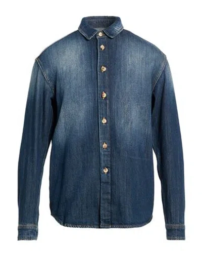 Dondup Man Denim Shirt Blue Size L Cotton