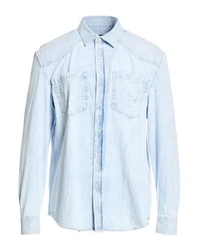 Dondup Man Denim Shirt Blue Size L Cotton