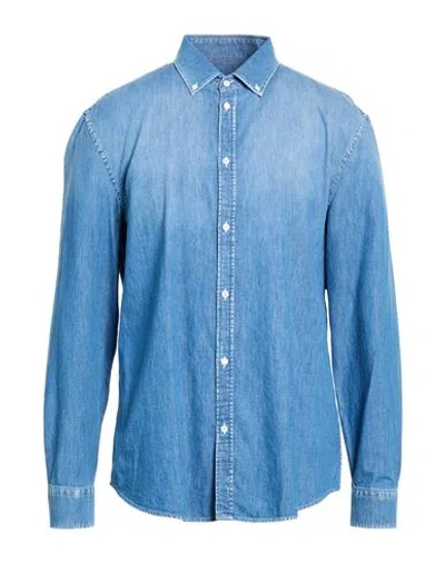 Dondup Man Denim Shirt Blue Size L Cotton