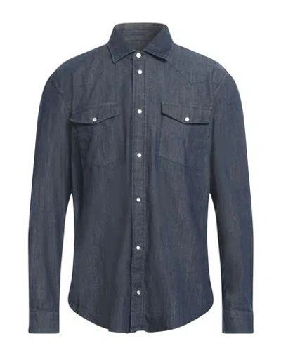 Dondup Man Denim Shirt Blue Size Xxl Cotton, Elastane