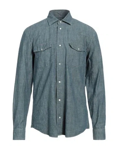 Dondup Man Denim Shirt Pastel Blue Size M Cotton
