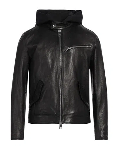 Dondup Man Jacket Black Size 44 Lambskin, Cotton