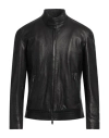 Dondup Man Jacket Black Size 46 Lambskin In Black