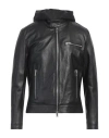 Dondup Man Jacket Black Size 46 Lambskin In Black