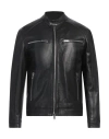 Dondup Man Jacket Black Size 46 Lambskin In Black