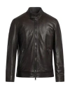 Dondup Man Jacket Dark Brown Size 46 Lambskin