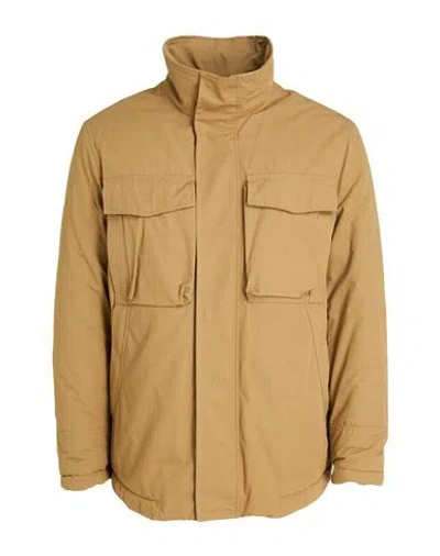Dondup Man Jacket Khaki Size 44 Cotton, Nylon In Brown