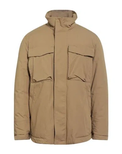 Dondup Man Jacket Khaki Size 44 Cotton, Nylon In Brown