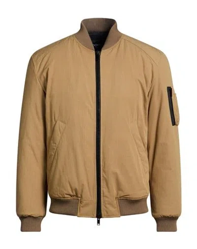 Dondup Man Jacket Military Green Size 44 Cotton, Nylon In Brown