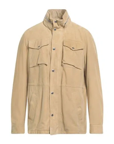 Dondup Man Jacket Sand Size 42 Lambskin