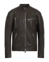 Dondup Man Jacket Taupe Size 42 Lambskin In Black
