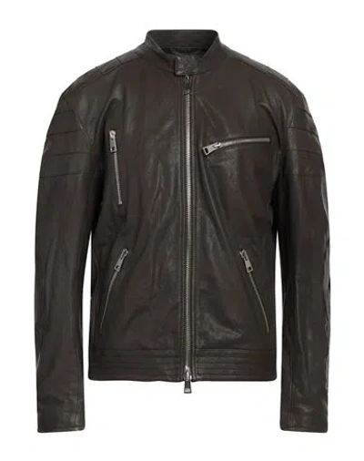 Dondup Man Jacket Taupe Size 42 Lambskin In Gray
