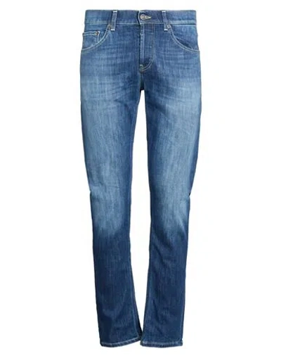 Dondup Man Jeans Blue Size 36 Cotton, Elastomultiester In Multi