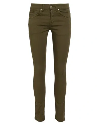 Dondup Man Denim Pants Military Green Size 33 Cotton, Elastomultiester, Elastane