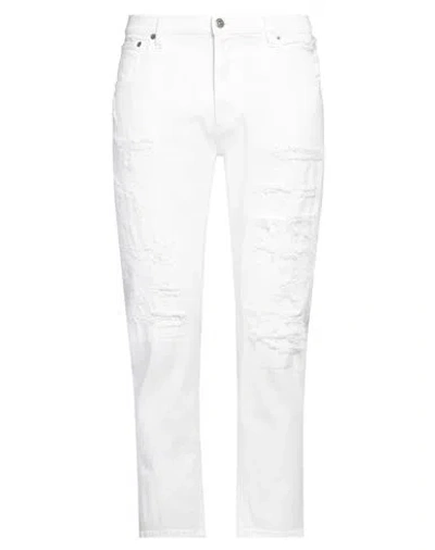 Dondup Man Jeans White Size 34 Cotton, Elastomultiester, Elastane