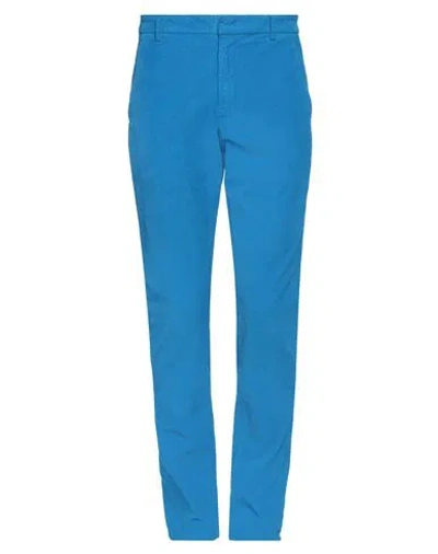 Dondup Man Pants Azure Size 34 Cotton, Elastane In Blue