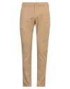 Dondup Man Pants Camel Size 40 Cotton, Elastane In Beige