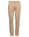 Dondup Man Pants Camel Size 34 Cotton, Silk, Elastane In Beige