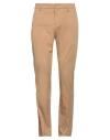 Dondup Man Pants Camel Size 35 Cotton, Silk, Elastane In Beige