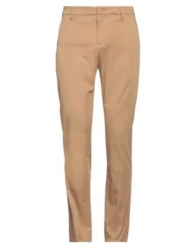 Dondup Man Pants Camel Size 35 Cotton, Silk, Elastane In Beige