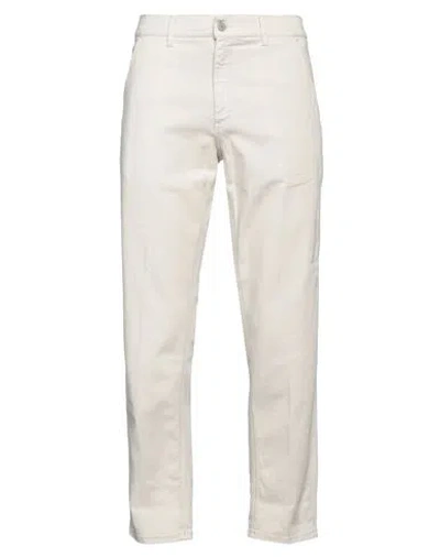Dondup Man Pants Cream Size 31 Cotton, Elastomultiester, Elastane In White