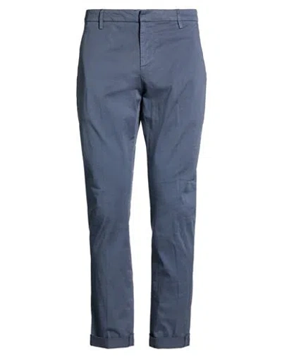 Dondup Man Pants Grey Size 35 Cotton, Elastane In Blue